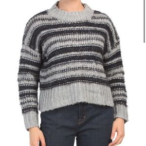 Cliche Black Grey Striped Chunky Knit Warm Sweater Clean Girl Aesthetic …